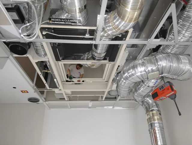 Ashland Air Duct Cleaning technician performing detailed central duct system cleaning in Ashland