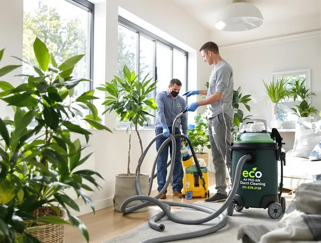 Ashland Air Duct Cleaning technician performing eco-friendly duct cleaning using sustainable methods in Ashland